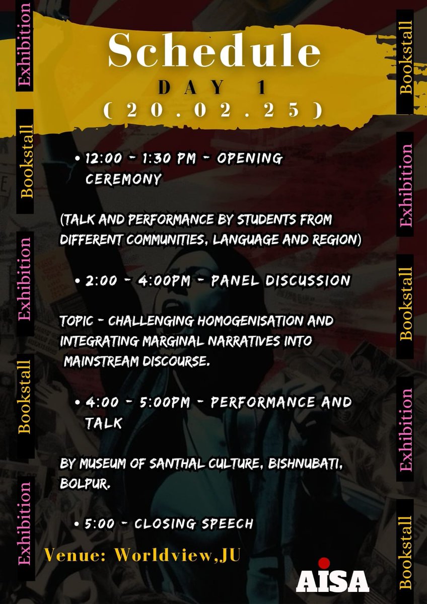 aisa_ju's tweet photo. Narratives from the margin 

On International Mother Language Day 

20-21st February, 2025

Schedule for DAY 1 and DAY 2 https://t.co/jf740bPJGm