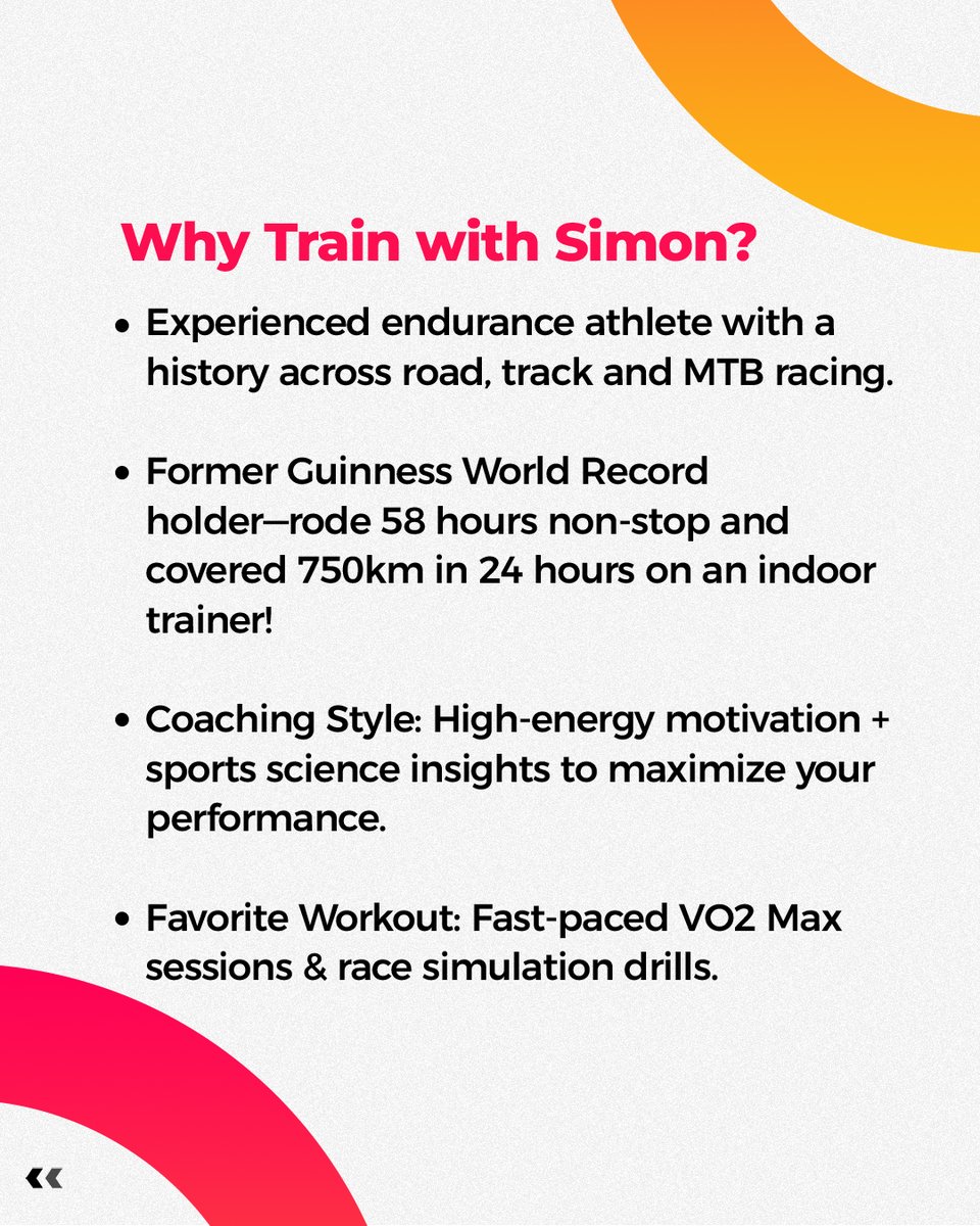 my_whoosh's tweet photo. An experienced racer &amp; sports scientist, Simon’s coaching blends motivation + data-driven training for max results. 

Ready for VO2 Max &amp; race simulation drills?

#MyWhoosh #KnowYourCoach #LiveWorkoutSessions #IndoorCycling #ExpertLedSessions #VirtualCycling https://t.co/ckkfUnH9p8