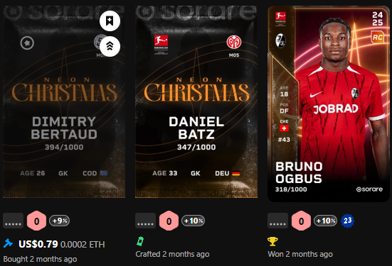 Jefzy_'s tweet photo. #Sorare #Giveaway 
I AM GIVING AWAY THESE 3 CARDS TO SOMEONE WHO:
-Follows, likes, and retweets this post
-Comments their gallery name
And if you want to join Sorare, use this link https://t.co/dcBdYX93qY https://t.co/Yu2edzBt4V