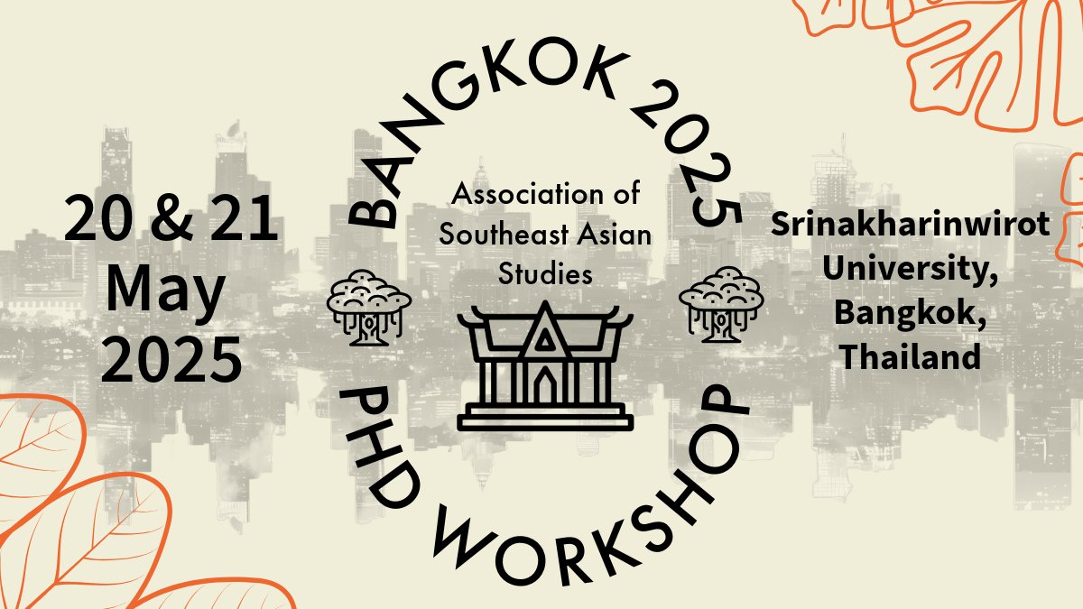 GETSEA (@getsea_) on Twitter photo CFP: The Association of Southeast Asian Studies (<a href="/ASEAS_UK/">Association of Southeast Asian Studies (ASEAS)</a>) is accepting proposals for it “ASEAS International PhD Workshop 2025”
App Deadline: Feb. 28
Conference: May 20-21 (Srinakharinwirot University)
tinyurl.com/emre7dc2 CFP: The Association of Southeast Asian Studies (<a href="/ASEAS_UK/">Association of Southeast Asian Studies (ASEAS)</a>) is accepting proposals for it “ASEAS International PhD Workshop 2025”
App Deadline: Feb. 28
Conference: May 20-21 (Srinakharinwirot University)
tinyurl.com/emre7dc2