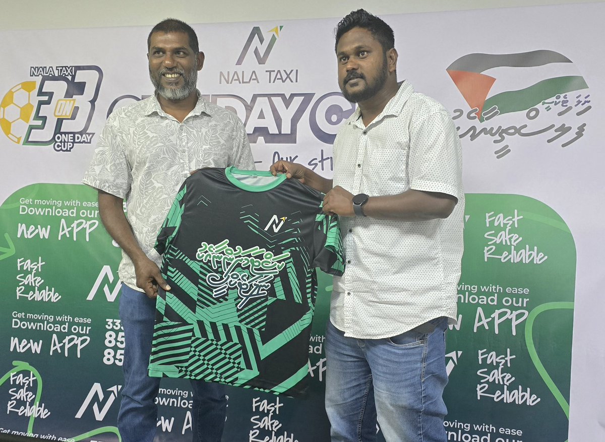 misbah5415's tweet photo. Thank you @ImranMohamed25 and @DriversAssocMV president @IbrahimNiyaz16 for joining @NalaTaxi 2nd one day cup jearsy handover ceremony. 🫡

@taxidrivers_mv 
@DhiTaxiDrivers 
@hasrath_moh5656 
@Adamsaleem3098 
@mohamedshamin10 https://t.co/C9g3uaJESK