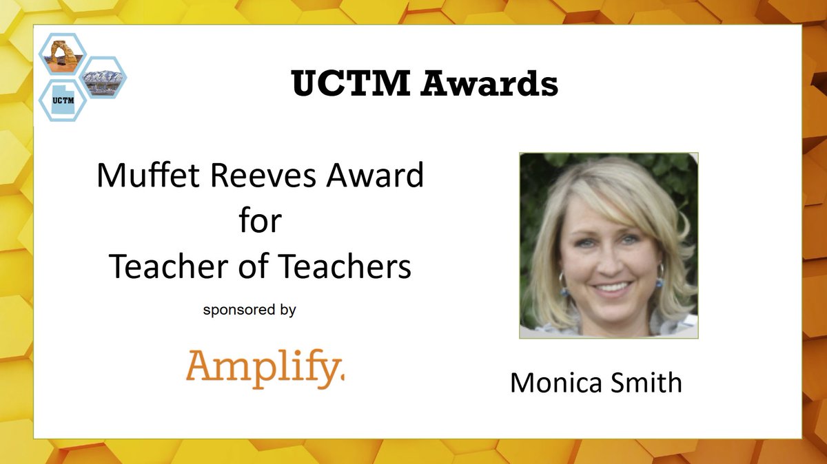 UCTM_math's tweet image. 🏆 Congratulations to Monica Smith! 🎉

Monica’s contributions to math education have had a lasting impact on teachers and students alike, and we are grateful for her commitment to excellence. 🙌

#UCTMAwards #MathEducation #TeacherOfTeachers #EducatorExcellence #MathLeaders