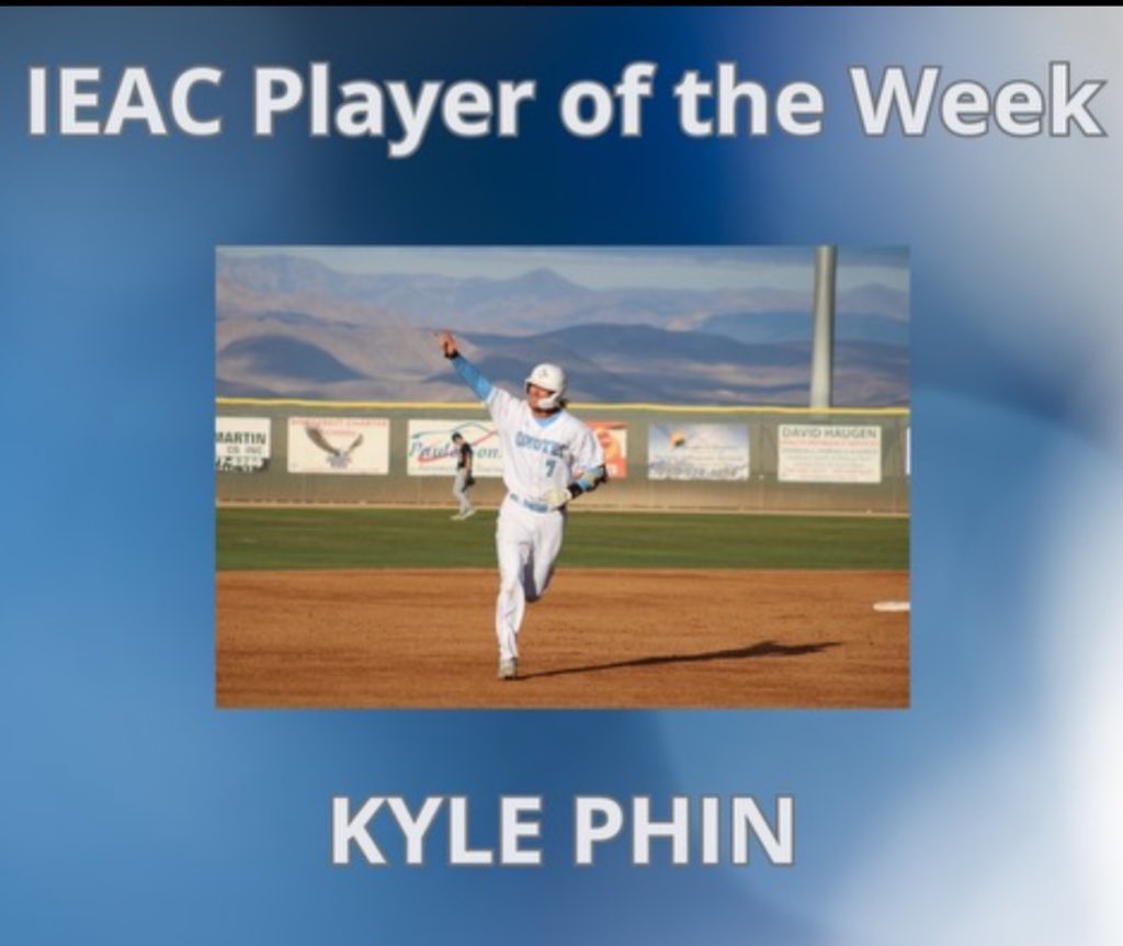 Congrats to reigning IEAC player of year Kyle Phin on his first Player of the week in 2025. Hit .471 was 8-17, 5 runs scored, 1 2B, 2 HR, and 5 rbis 

This marks the 3rd week in a row the Yotes have had the player of the week. Yotees are hot
