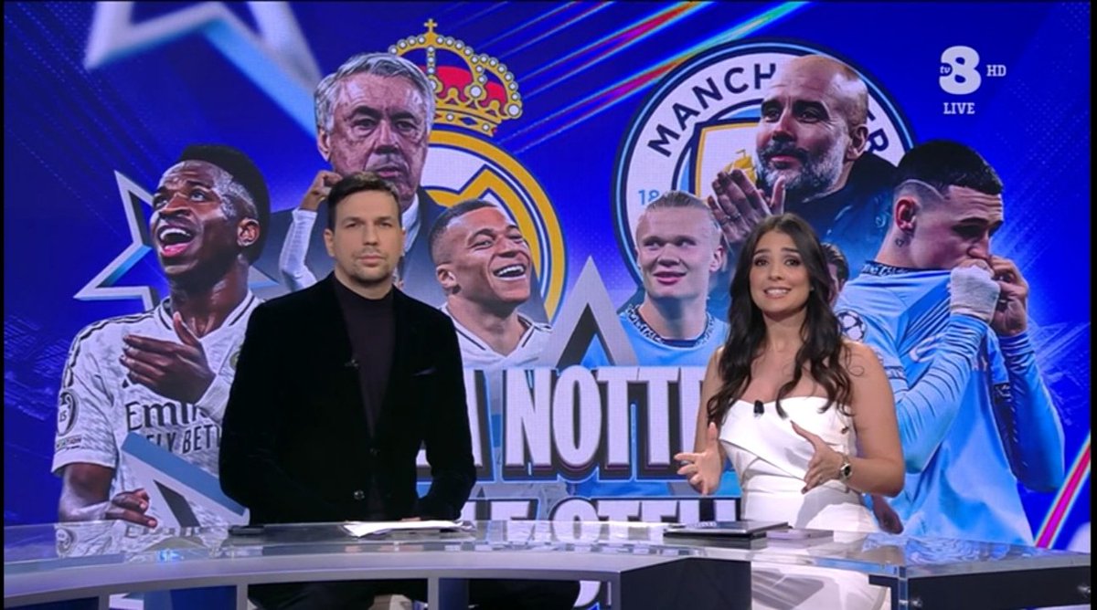 <a href="/LeoDiBello/">Leo Di Bello</a> <a href="/SarahCaste/">Sarah Castellana</a> Tv8 Champions Night con la coppia più meravigliosa di Sky Sport, ovvero Leo Di Bello e Sarah Castellana, nella serata di una spettacolare partita quale Real Madrid-Manchester City.

STRA-TO-SFE-RI-CA SERATA SU TV8!