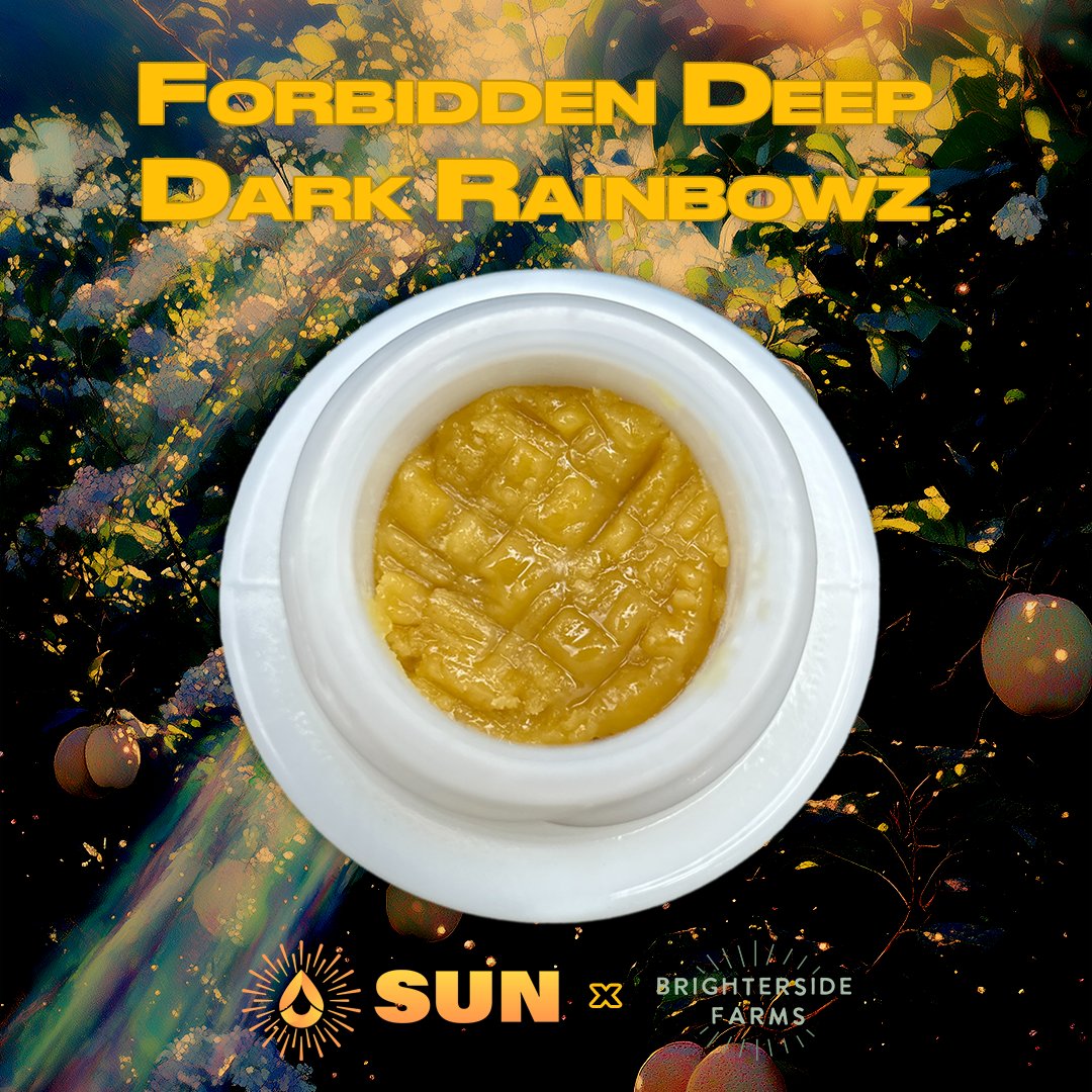 SUNConcentrates's tweet photo. Forbidden Deep Dark Rainbowz 🍭🫐⛽️

Forbidden Zkittles x Dark Rainbow x Deep Dark Blueberry—an exquisite fusion of blueberry, candy, and a smooth fuel finish.

🚀 A Brighterside Farms exclusive &amp; the rarest of our limited drops. Once it’s gone, it’s gone.

#FeelTheSun https://t.co/qIu613YJwv
