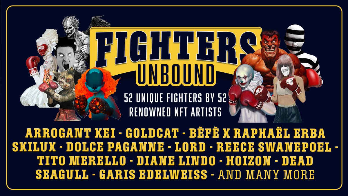 The Awakening of 52 Unbound Fighters &amp; 5,200 dNFTs 🥊

Allowlist Mint (first come, first served)

 📅 2/24 (9 AM PST) – 2/27 (9 AM PST) on <a href="/Mintify/">Mintify</a> 
🌍 2/28 Public Mint (if spots remain)

0.009 ETH per phase (52 max. per wallet)

🔻