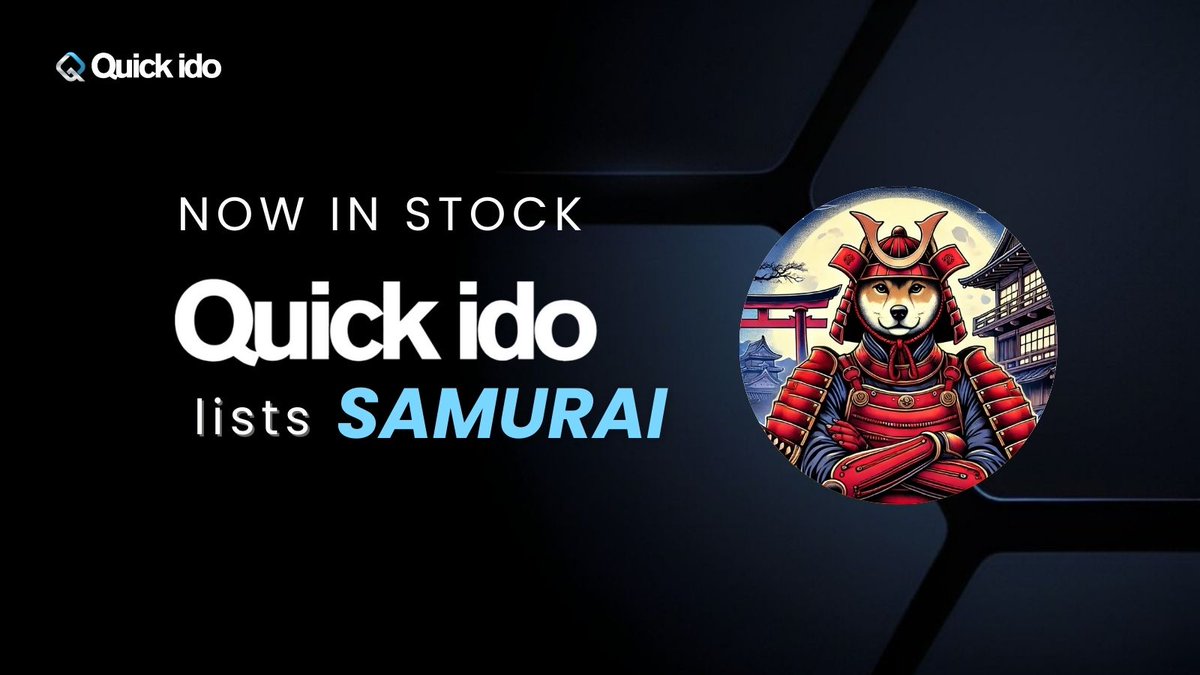 samuraicoin_'s tweet photo. Listing on Quickido
Moving forward, SAMURAI will be accessible for trading on Quickido Instant Exchange and PancakeSwap. This transition aims to provide a more seamless and efficient trading experience for our users.
Quick ido:
https://t.co/GmBylLGBrK
#quickido #SAMURAI https://t.co/MkGtdv4Pgu