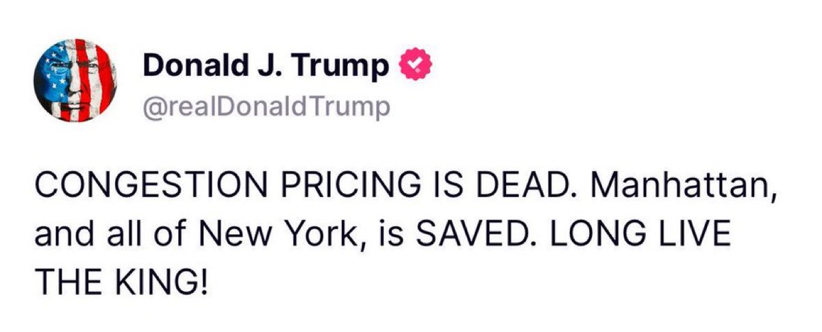Trump just stopped NYC from charging a $9 toll to drive into the city

Man of the working people