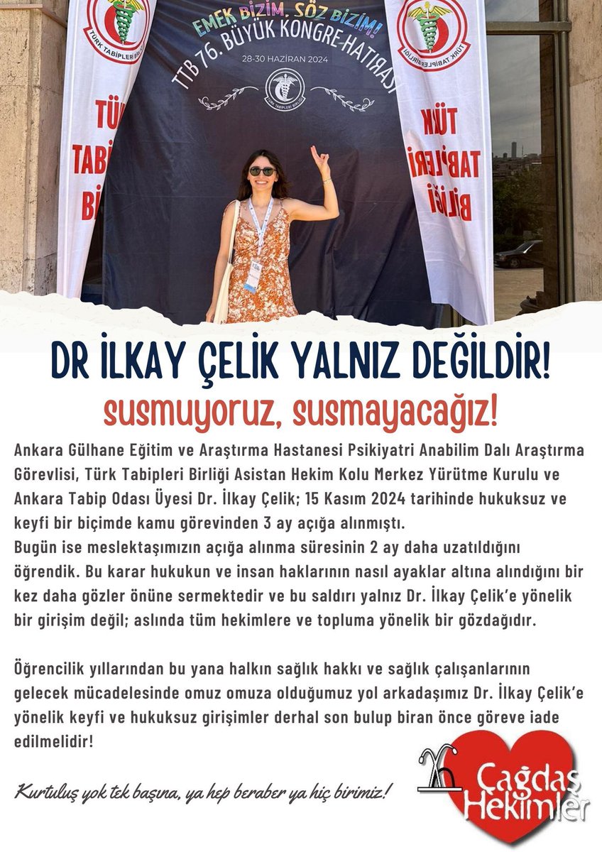 mihribanyildrm's tweet photo. Sevgili İlkay, mücadele etmekten, mesleğine- emeğine sahip çıkmaktan vazgeçme! Biz seni ve sahip çıktığın tüm değerleri savunmaya devam edeceğiz. 
#drilkayçelikyalnızdeğildir https://t.co/XBYC3r9wOB