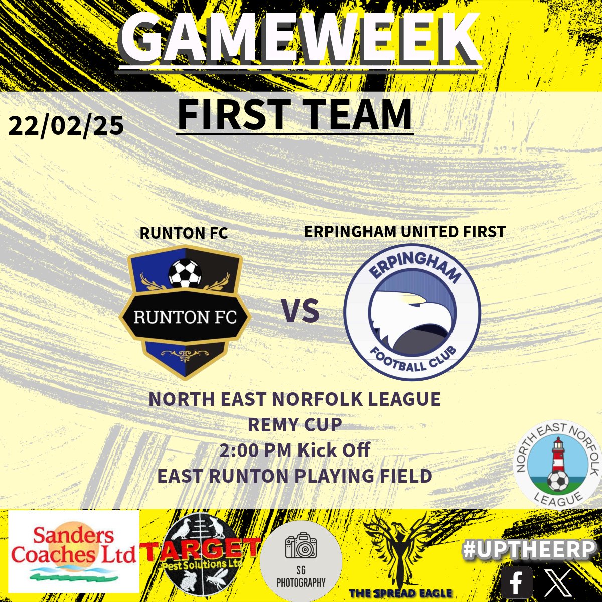 Just one game this weekend.

The First team travels away to Runton FC for the Remy cup a very tough game for the lads but anything can happen. 

Come and Support #UTE 💛🖤