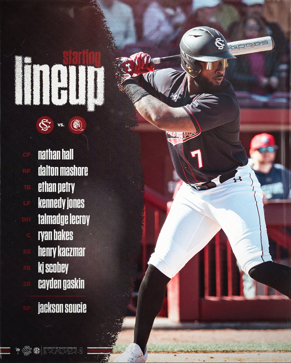 𝗚𝗔𝗠𝗘 𝟱 𝗟𝗜𝗡𝗘𝗨𝗣  

#Gamecocks | #ForeverToThee