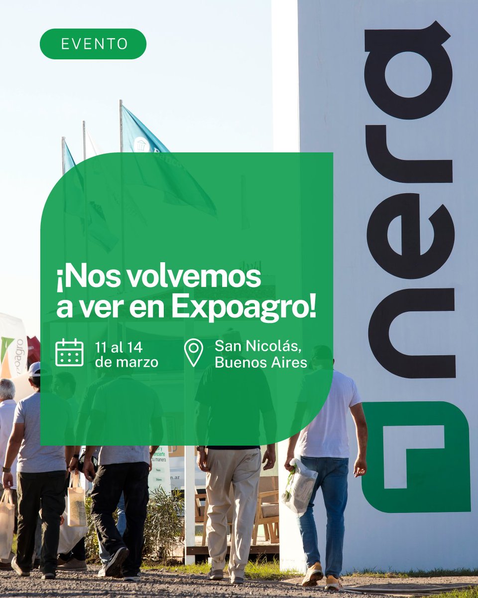 ¡Se viene Expoagro! 🙌🌾

En nuestro stand vas a poder encontrarte con el equipo, participar de charlas y descubrir la mejor forma de financiar tu agronegocio.

¡Te esperamos! 😉

#Nera #NeraAgro #Expoagro2025