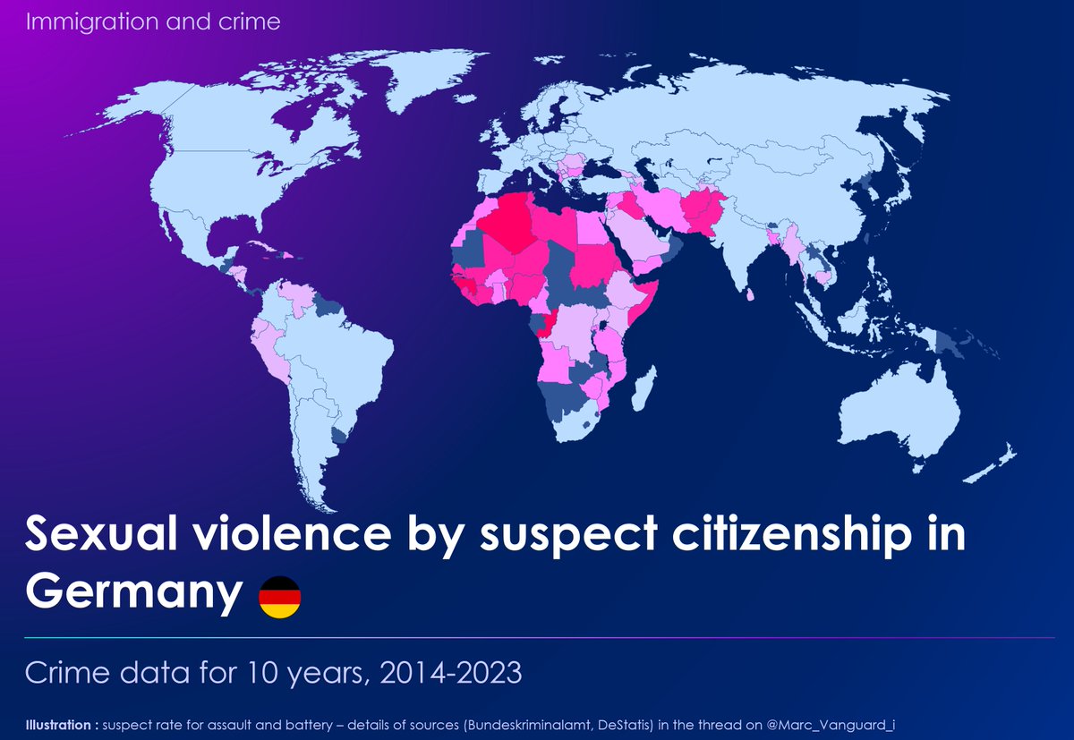 🚨 THREAD: Immigration and Crime in Germany 🇩🇪

👉 Are foreigners truly overrepresented in rapes and other s3xua| violence in Germany?

An exclusive and in-depth analysis of 21 million suspects recorded by German police since 2014. 🧵⬇️