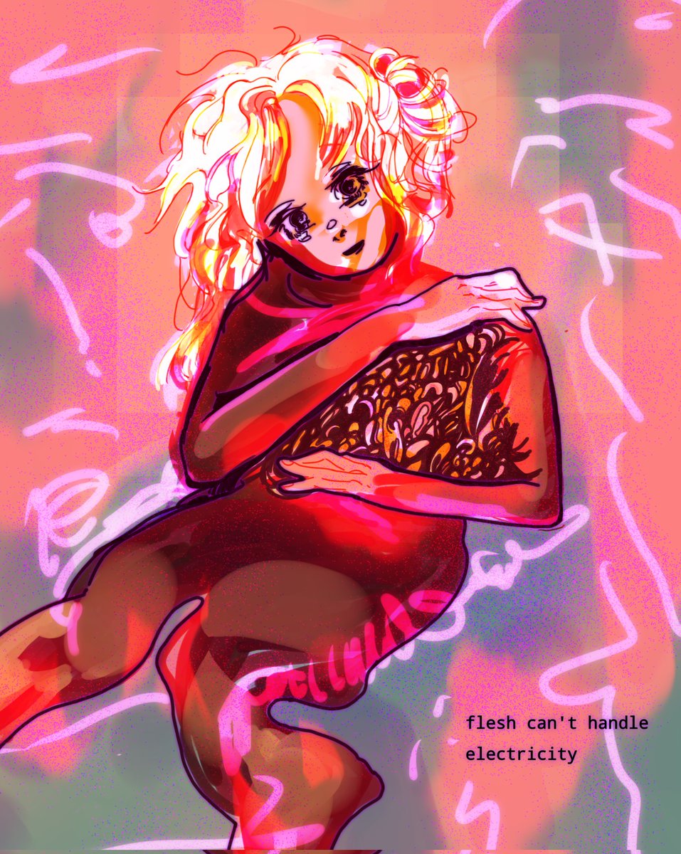 coffedya's tweet image. flesh can&apos;t handle electricity 

#oc