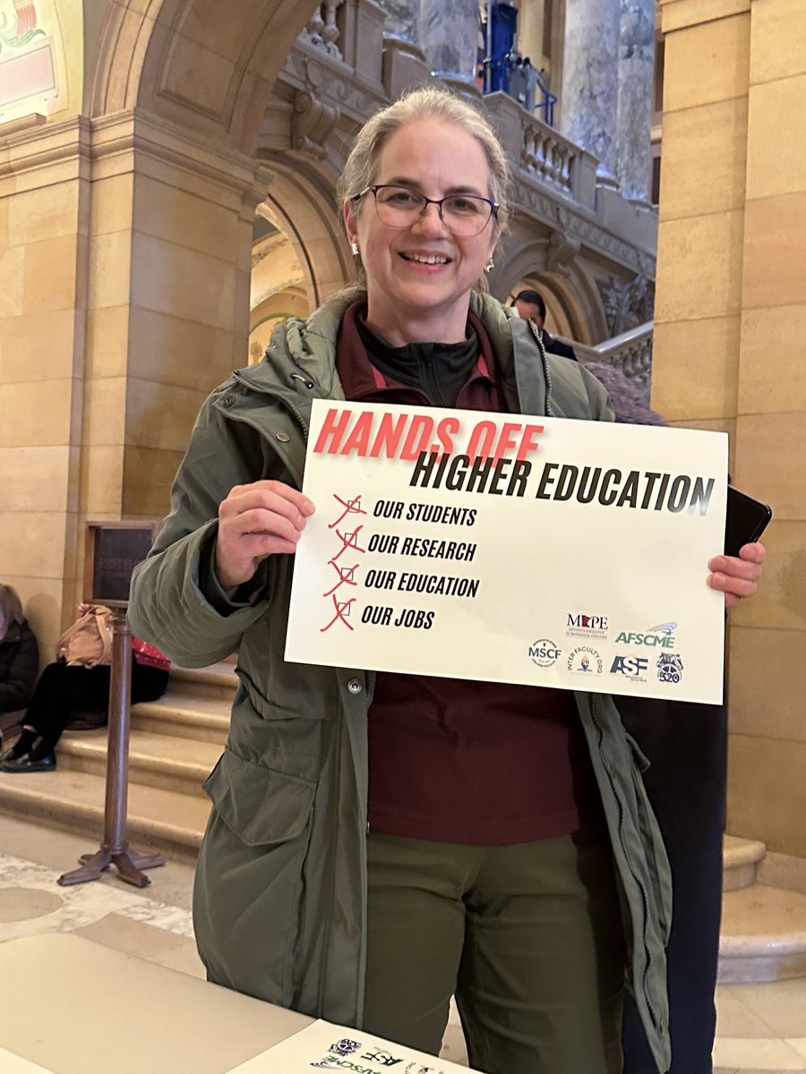 InterFacultyOrg's tweet photo. Minnesota values our public higher ed institutions. We call on the Minnesota congressional delegation to stand with Higher Education! @HigherEdLabor @MSCFMN @AFSCMEMN5 @MAPEunion @MSUAASF @IBT_320 #FundTheFuture #LaborForHigherEd https://t.co/EHf1lRlZIt