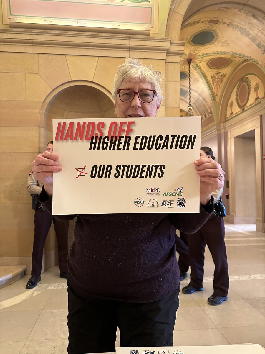 Minnesota values our public higher ed institutions. We call on the Minnesota congressional delegation to stand with Higher Education! <a href="/HigherEdLabor/">Higher Education Labor United (HELU)</a> <a href="/MSCFMN/">Minnesota State College Faculty</a> <a href="/AFSCMEMN5/">AFSCME Council 5</a> <a href="/MAPEunion/">MAPE</a> <a href="/MSUAASF/">MSUAASF</a> <a href="/IBT_320/">Teamsters Local 320</a> #FundTheFuture #LaborForHigherEd