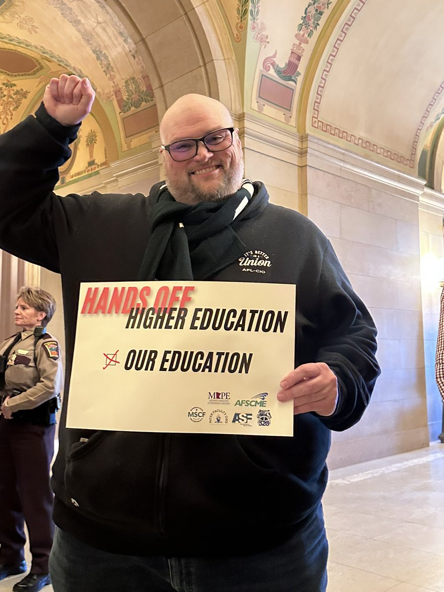 Minnesota values our public higher ed institutions. We call on the Minnesota congressional delegation to stand with Higher Education! <a href="/HigherEdLabor/">Higher Education Labor United (HELU)</a> <a href="/MSCFMN/">Minnesota State College Faculty</a> <a href="/AFSCMEMN5/">AFSCME Council 5</a> <a href="/MAPEunion/">MAPE</a> <a href="/MSUAASF/">MSUAASF</a> <a href="/IBT_320/">Teamsters Local 320</a> #FundTheFuture #LaborForHigherEd