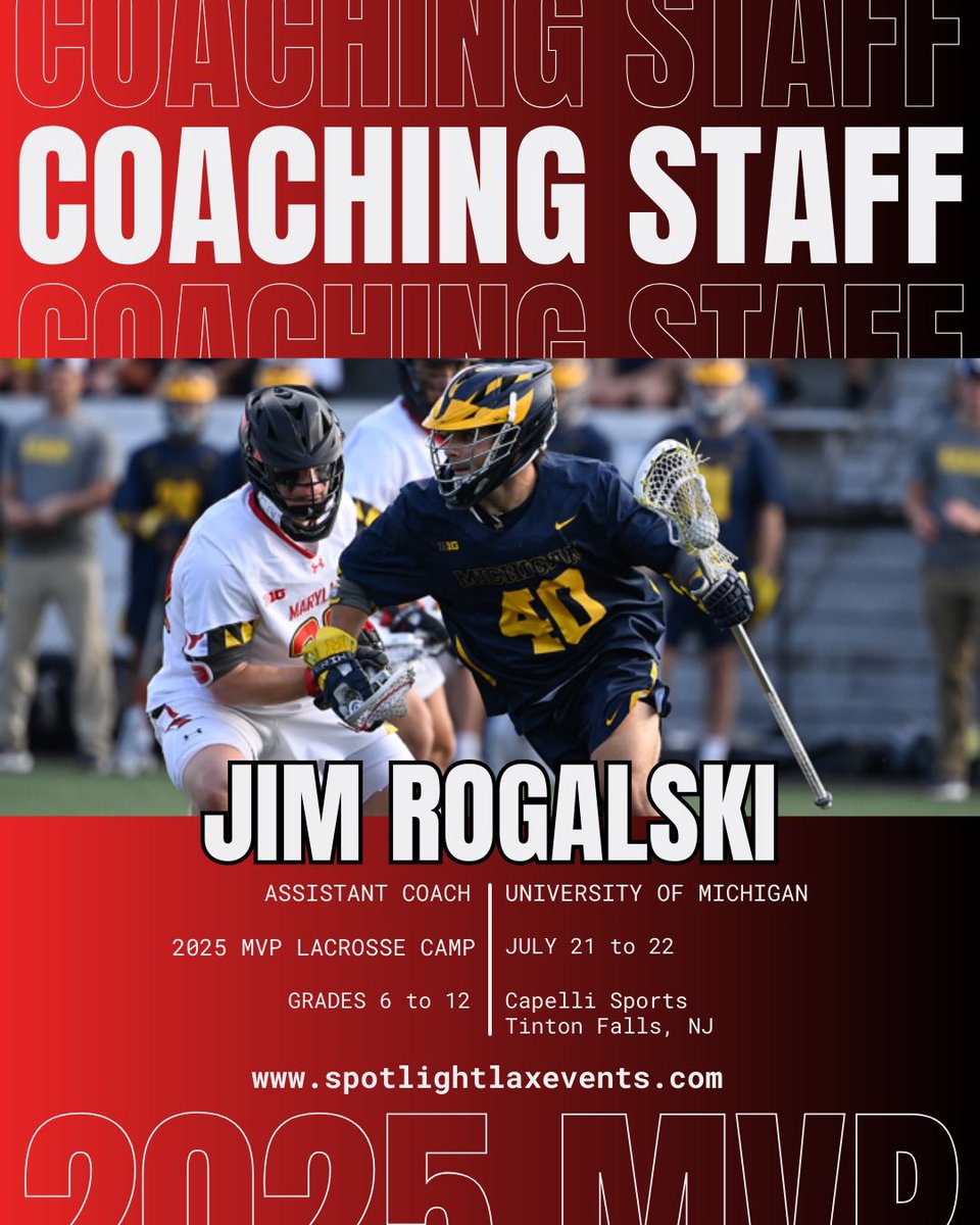 spotlightlaxevents (@spotlightlaxev1) on Twitter photo MVP Lacrosse camp returns this Summer July 21-22 Capelli Sports Complex on NJ Shore, Tinton Falls. Unique Developmental and Exposure Event Staffed by elite college coaches and directed by <a href="/JimRogalski/">Jim Rogalski</a> Michigan Assistant and <a href="/PLLWhipsnakes/">Maryland Whipsnakes</a> Jim Stagnitta MVP Lacrosse camp returns this Summer July 21-22 Capelli Sports Complex on NJ Shore, Tinton Falls. Unique Developmental and Exposure Event Staffed by elite college coaches and directed by <a href="/JimRogalski/">Jim Rogalski</a> Michigan Assistant and <a href="/PLLWhipsnakes/">Maryland Whipsnakes</a> Jim Stagnitta
