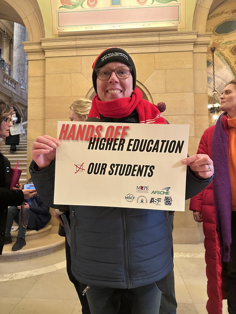 Minnesota values our public higher ed institutions. We call on the Minnesota congressional delegation to stand with Higher Education! <a href="/HigherEdLabor/">Higher Education Labor United (HELU)</a> <a href="/MSCFMN/">Minnesota State College Faculty</a> <a href="/AFSCMEMN5/">AFSCME Council 5</a> <a href="/MAPEunion/">MAPE</a> <a href="/MSUAASF/">MSUAASF</a> <a href="/IBT_320/">Teamsters Local 320</a> #FundTheFuture #LaborForHigherEd