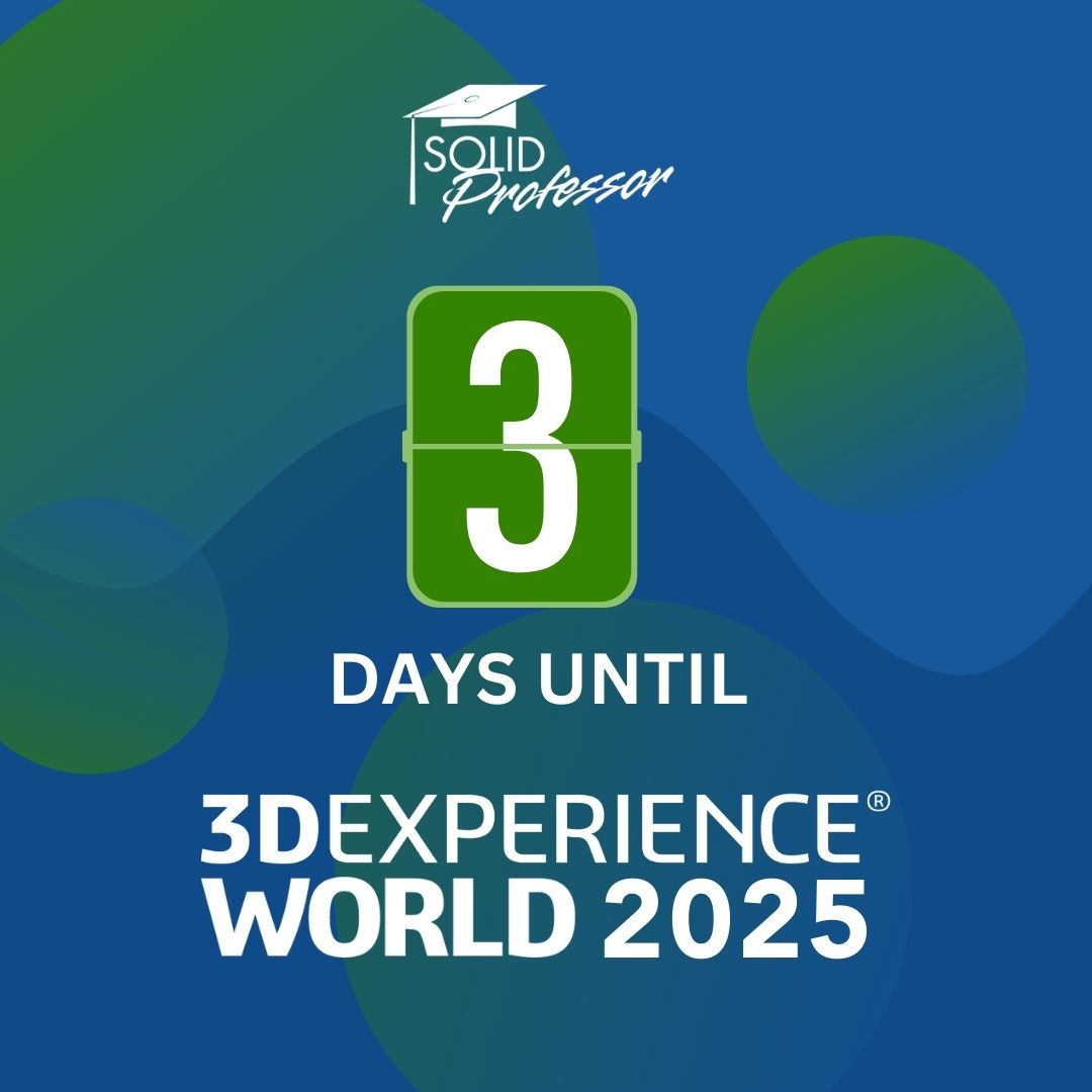 🎉 We’re excited for 3DX World are you? The countdown is on with just 3 days to go! Join our team in Houston to connect. 
📍 Find SolidProfessor at the Playground Floor in Booth #1014 
📅 February 23-26th | Houston, TX  
Meet SolidProfessor at Booth #1014