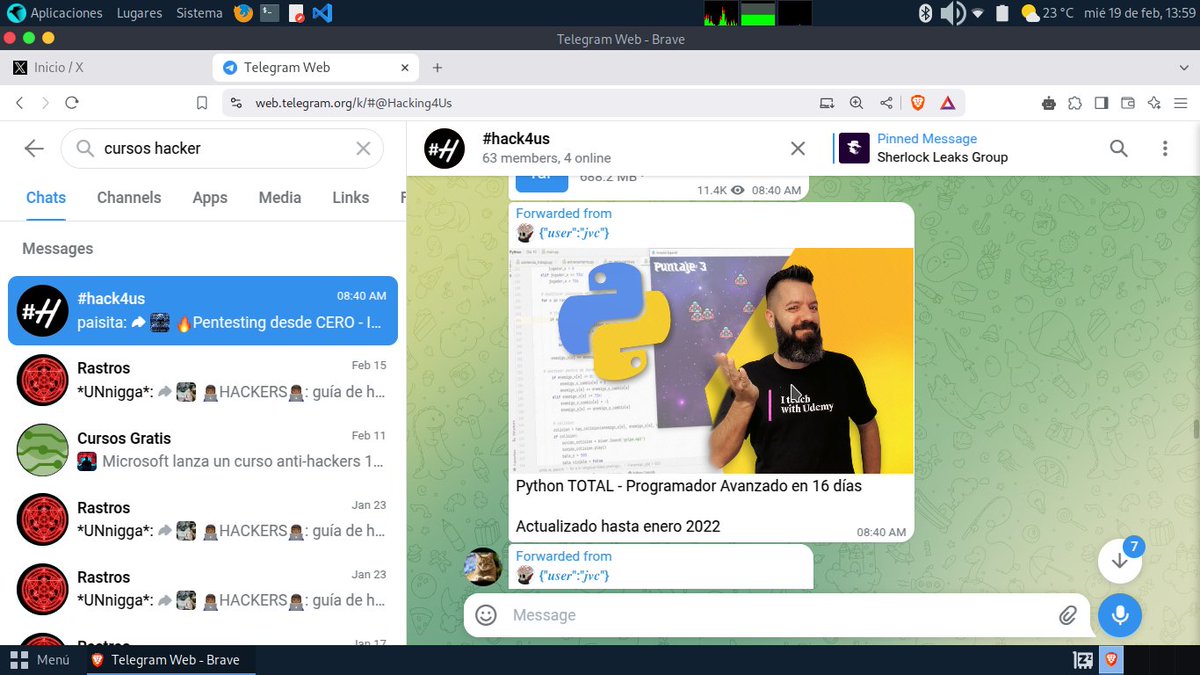 HackersOIHEC's tweet image. Cursos de #python copiados de forma ilegal en #telegram si alguien reconoce al creador por favor puede etiquetarlo para que este enterado, mil gracias!