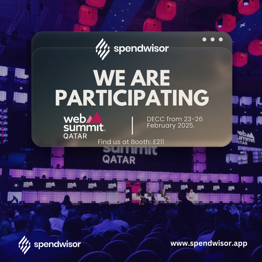 Spendwisor_app's tweet photo. Spendwisor is excited to be at @websummitqatar ! Join us from February 23-26 at DECC, Booth E211, as we showcase how we’re revolutionizing Buy Now, Pay Later, making flexible payments more seamless and accessible than ever.
Come meet us at Booth E211. 

#spendwisor #spendsmart https://t.co/kjOo8gJx7D
