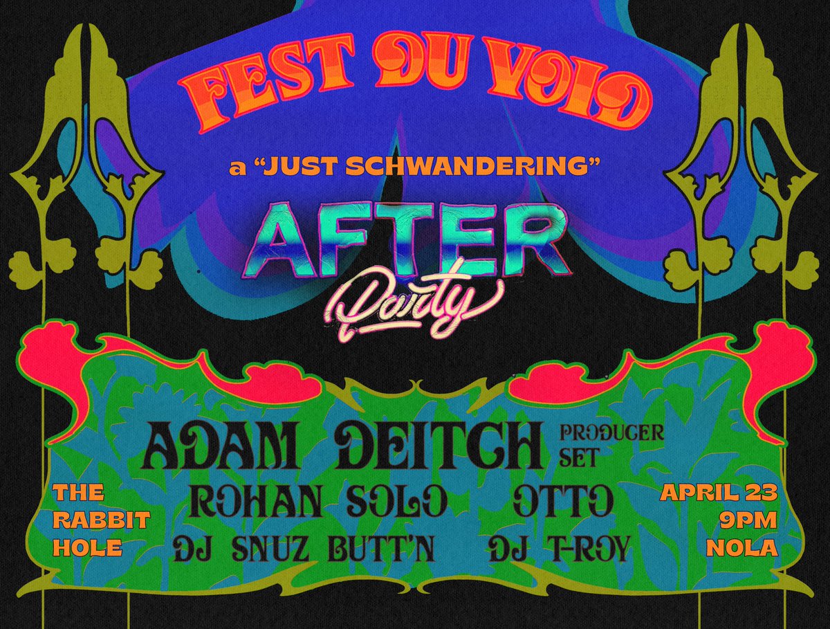 Starting Nola Jazz fest off early with a producer set at The Rabbit Hole on April 23! Tix available now: eventbrite.com/e/fest-du-void…