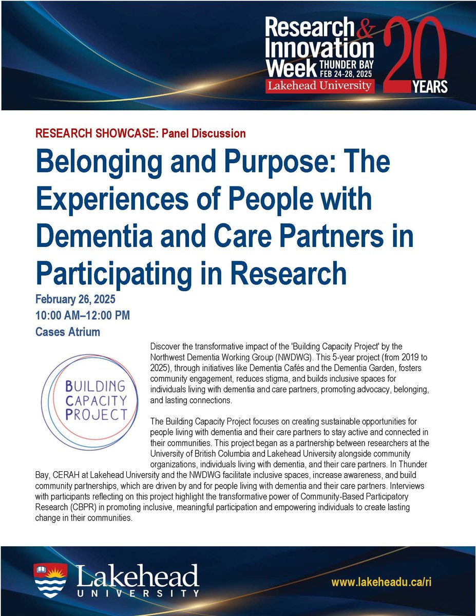 🧠💡 How can lived experiences of dementia shape inclusive communities? Join us at #RIWeek2025 for Centering the Lived Experience of Dementia, an international research collaboration driving policy &amp; change. 🌍✨
📅 Feb 26 | 🏛️ CASES Atrium
🔗 Learn more: buff.ly/42MYR62