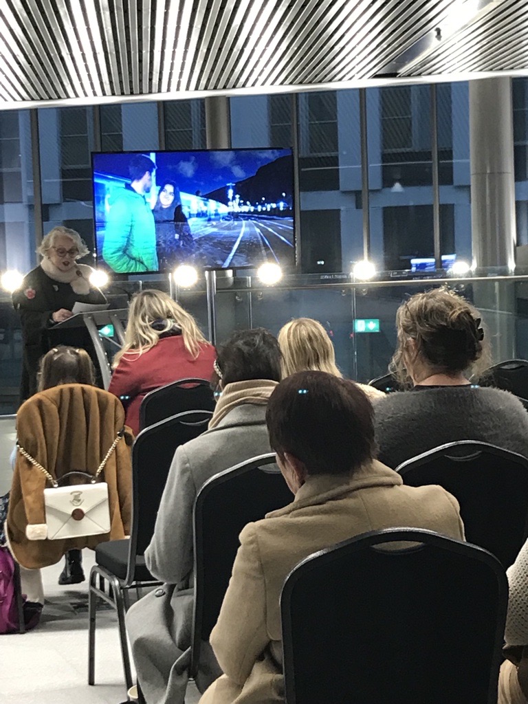 Translink_NI's tweet photo. Together with Ulster University we launched our Poetry in Motion booklet at Belfast Grand Central Station this evening ✍️ 🤩 🙌 
#PoetryInMotion @Ulsteruni @niamhMcNally #MaureenBoyle #BetterConnected https://t.co/ZdIhHsx9KS