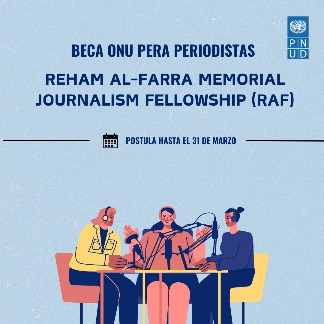 📢 ¿Eres periodista y te gustaría conocer de cerca el trabajo de la ONU?
La Reham al-Farra Memorial Journalism Fellowship (RAF) es tu oportunidad.
¿Qué ofrece?
✅ Reuniones con altos funcionarios de la ONU
✅ Capacitaciones con expertos en medios
✅ Acceso directo a información
