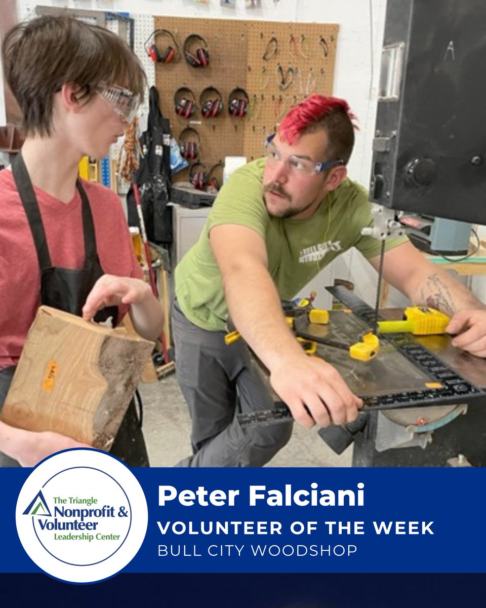 #VolunteerOfTheWeek Peter Falciani's dedication to the Bull City Woodshop as the Lead Volunteer for the Tuesday afternoon group of students, where he manages volunteers, communicates with parents, and mentors positive relationships with students
Read More: thevolunteercenter.org/more-volunteer…