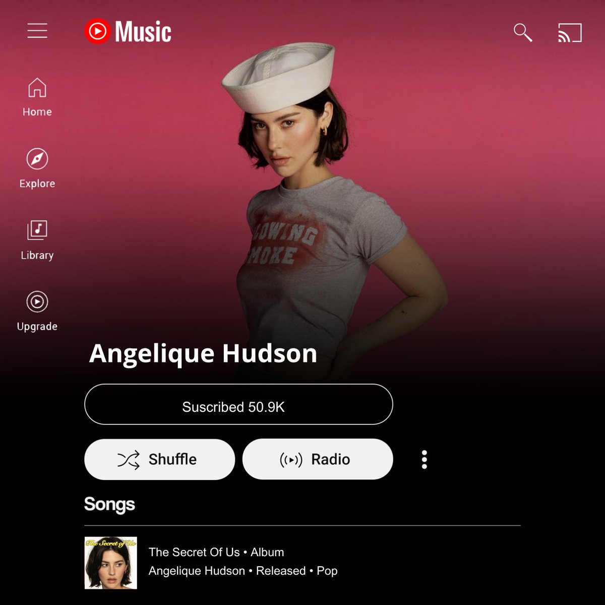 𝗬𝗼𝘂𝗧𝘂𝗯𝗲 𝗠𝘂𝘀𝗶𝗰 ▸ Profile Update ▸ 𝗔𝗻𝗴𝗲𝗹𝗶𝗾𝘂𝗲 𝗛𝘂𝗱𝘀𝗼𝗻 (@artclxsure) update her profile with herbrand new album “#iTheSecretOfUs” Play it now on the #YouTubeMusicRP app. © 2025