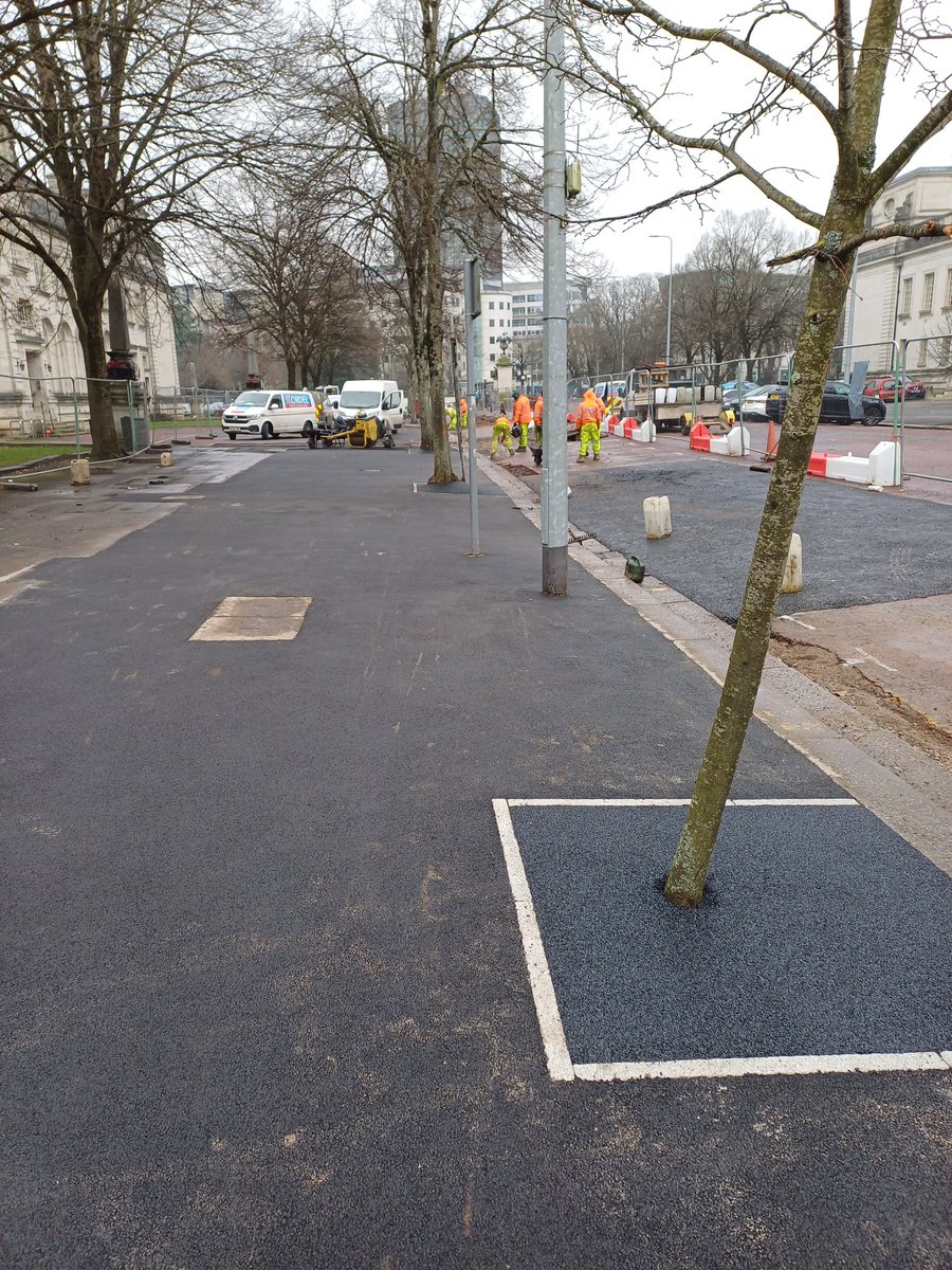 thanecsltd's tweet photo. First lot of tree bases surfaced today in Cardiff Civic center with Kordell. All looking lovely with their new flexipave surfacing, ready for the visiting rugby fans this weekend.
@Flexipave https://t.co/A1CLt6oIqn