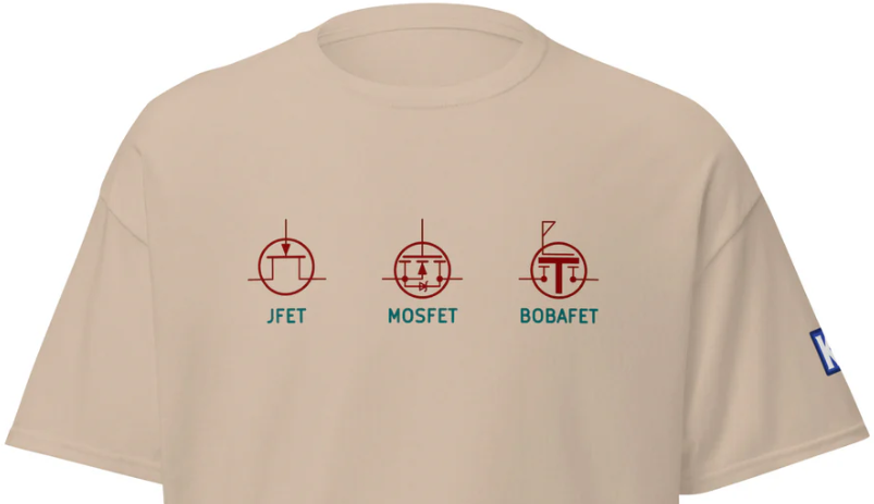 Fresh from FOSDEM, we have a new shirt design at the KiCad store shop.kicad.org/products/bobaf…

Make sure that you know all your different kinds of FETs.
