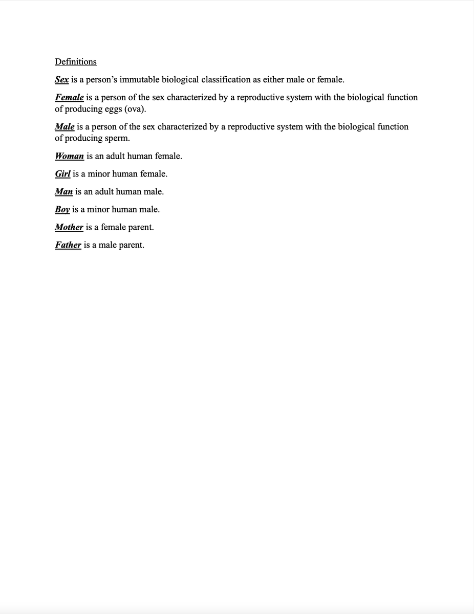 🚨BREAKING: The <a href="/HHSGov/">HHS.gov</a> has just released its official updated statement defining sex for all federal agencies, external partners, and the public!

SEX is a person’s immutable biological classification as either male or female.

FEMALE is a person of the sex characterized by a