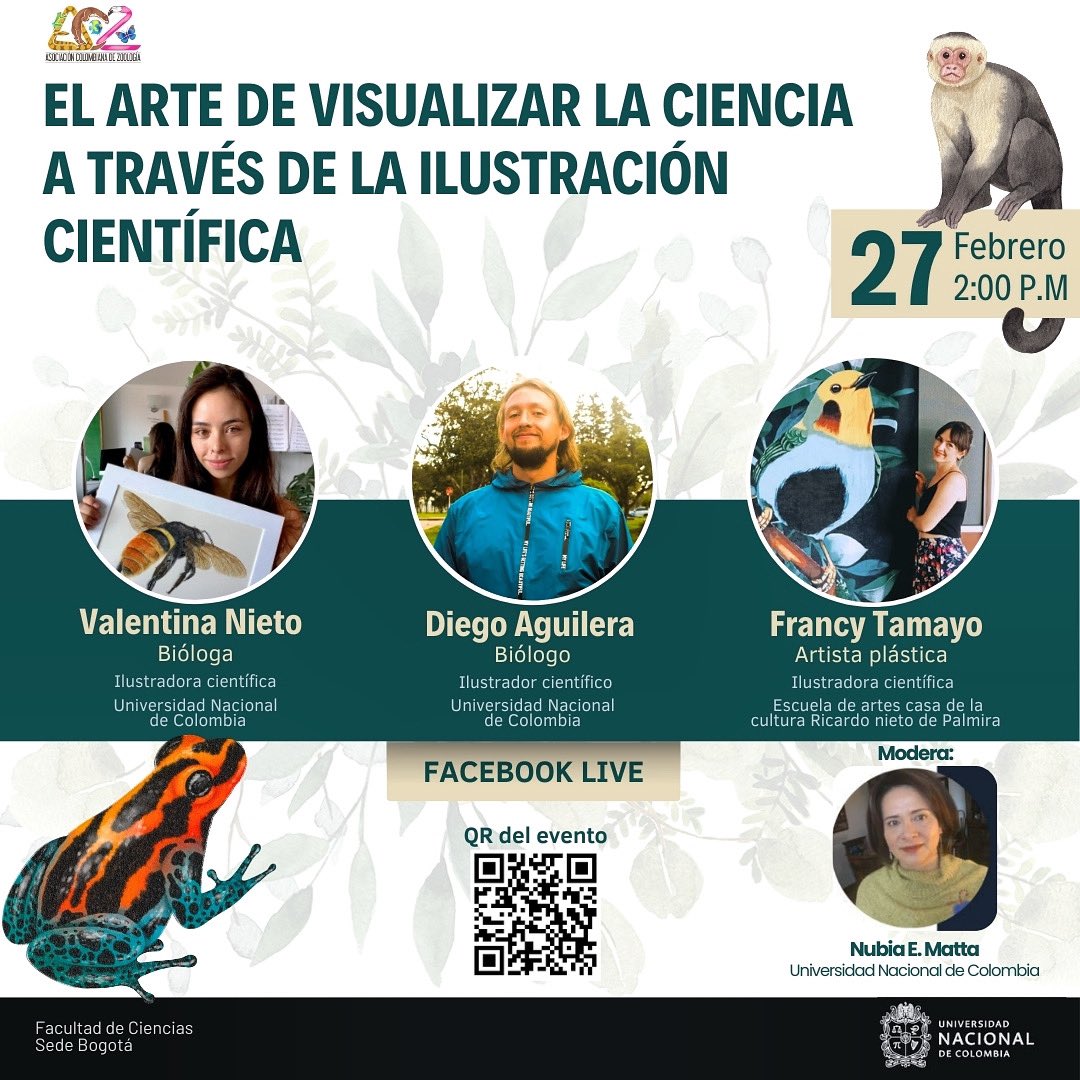 📢🎨🔬 ¡La ciencia cobra vida a través del arte!

Acompáñanos en el conversatorio "El arte de visualizar la ciencia a través de la ilustración científica" , donde tres expertos compartirán su experiencia en la ilustración como herramienta para la divulgación científica.