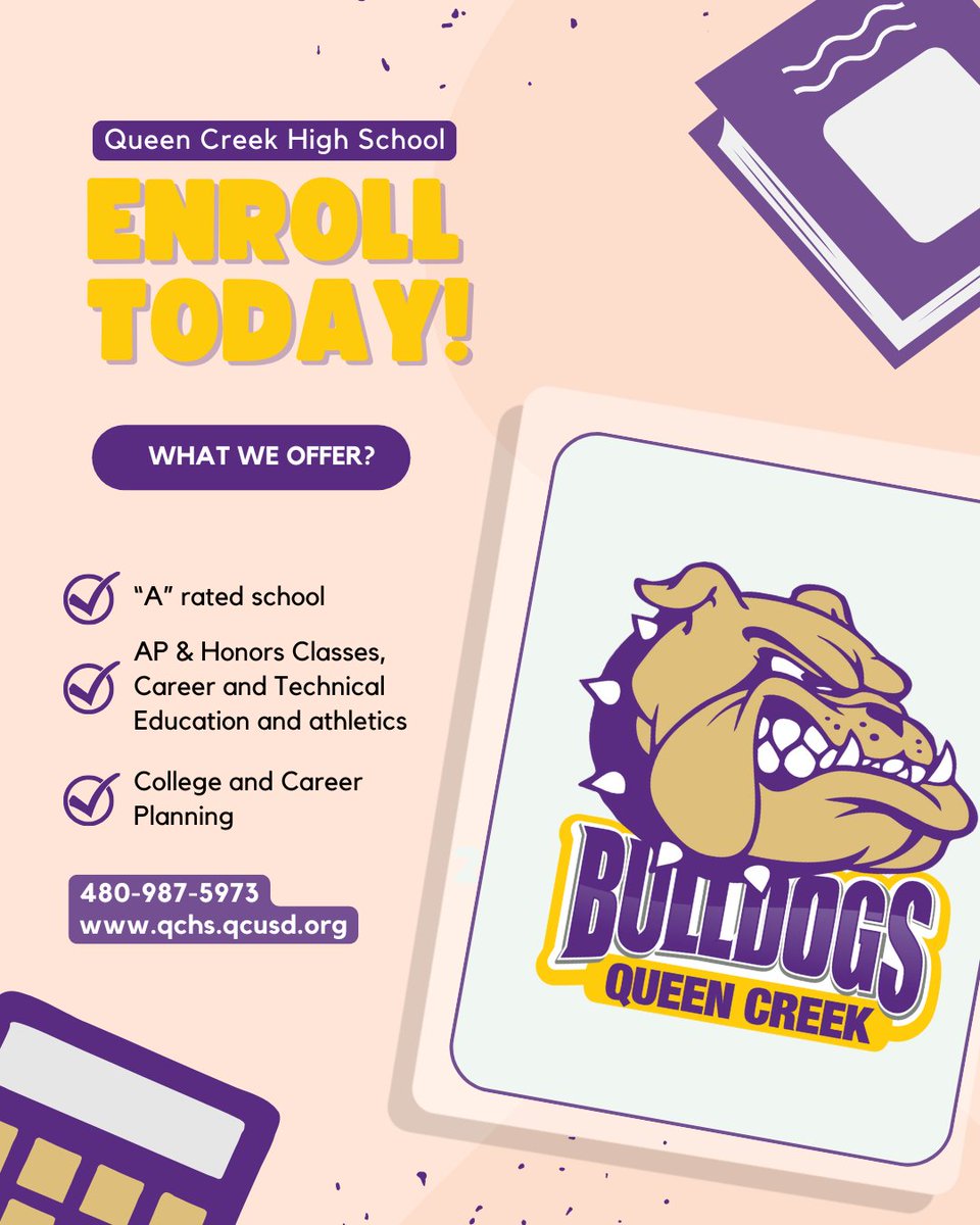 Don't miss out! Enroll today and embark on your exciting Bulldog journey with us! 🐾 Join a community filled with spirit, determination, and pride. Be part of something great! #BulldogPride #QCHSBulldogs