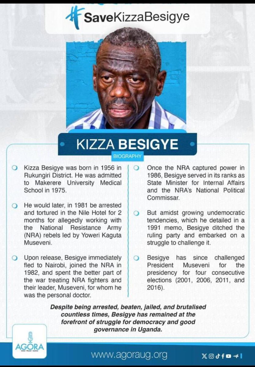 We stand in solidarity with every Ugandan to say No to impunity and dictatorship in Our Country
#FreeKizzaBesigye 
#FreeBesigye
