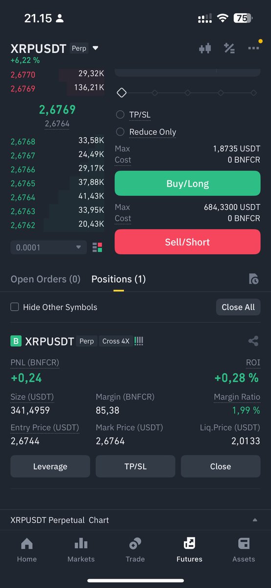 MTCryptos's tweet image. Challenge Trade 100usd to 1 mil. Doge Trade Long was not profitable its closed and I entered a 4x #Longtrade on #XRPArmy #XRP instead! Portfolio Down to 85USD so lets start again - as i see good potential in XRP atm.