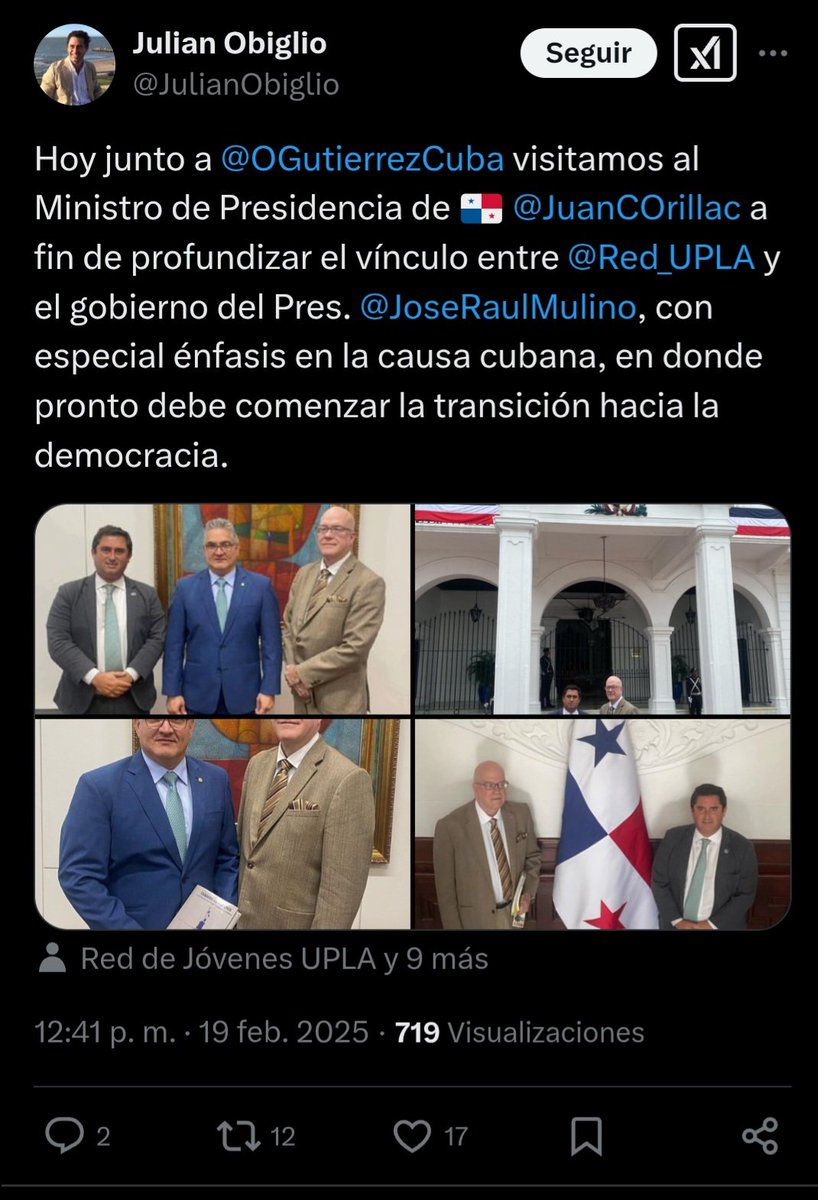 El criminal, mafioso y corrupto de Orlando Gutierrez Boronat esta visitando  la presidencia de #Panamá en busca de aliados contra el gobierno y pueblo de #Cuba <a href="/YruamaG63/">yruama g63</a> <a href="/CairoPalomo/">Victor Manuel Cairo Palomo</a> <a href="/BrunoRguezP/">Bruno Rodríguez P</a> <a href="/ClaridadPanama1/">ClaridadPanamá 🐱🐱🐱🐱🐱🇵🇦🇵🇸</a> <a href="/MAguirre17361/">Mario Aguirre</a> <a href="/PresidenciaCuba/">Presidencia Cuba 🇨🇺</a> #CubaVencerá
