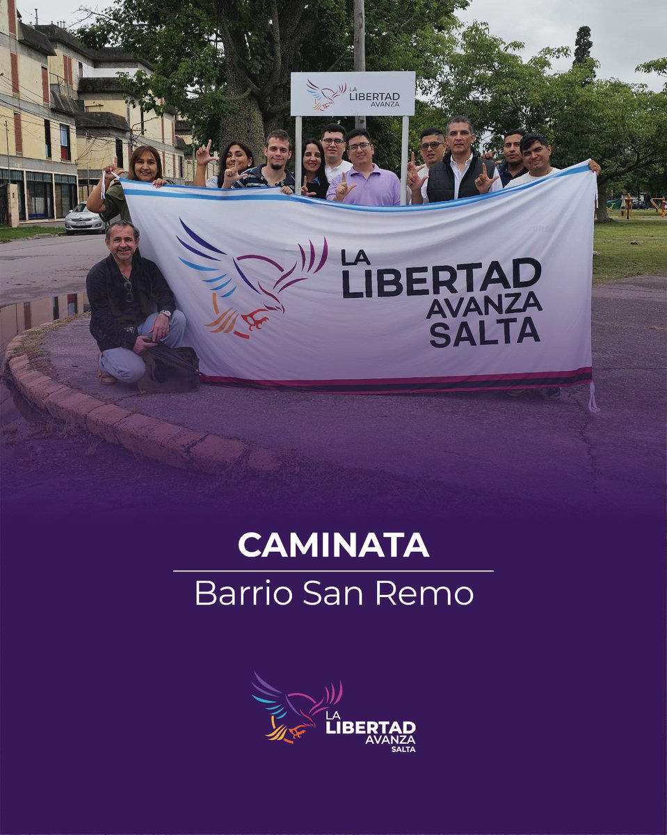 LLASALTA's tweet photo. SIEMPRE DEL LADO DEL LABURANTE 💪🏼

Junto con los concejales capitalinos Pablo López (@PabloLopezLLA) y Laura Jorge (@laurasaravia75), el equipo de LLA recorrió los barrios de la zona sur de Salta 👟

En barrio San Remo dialogaron con los vecinos y comerciantes de la zona, quienes resaltaron la problemática de la inseguridad en el lugar ‼️

La idea es traer a Salta las políticas de Seguridad que está aplicando el presidente Javier Milei (@JMilei) a nivel nacional, y que ya están mostrando buenos resultados, como la merma en los delitos y la lucha contra el narcotráfico 🇦🇷

Definitivamente es el camino que queremos seguir como país y que tenemos que reflejar también en Salta 💜

¡Sumate a hacer la provincia que queremos! 🦁

VLL!!!