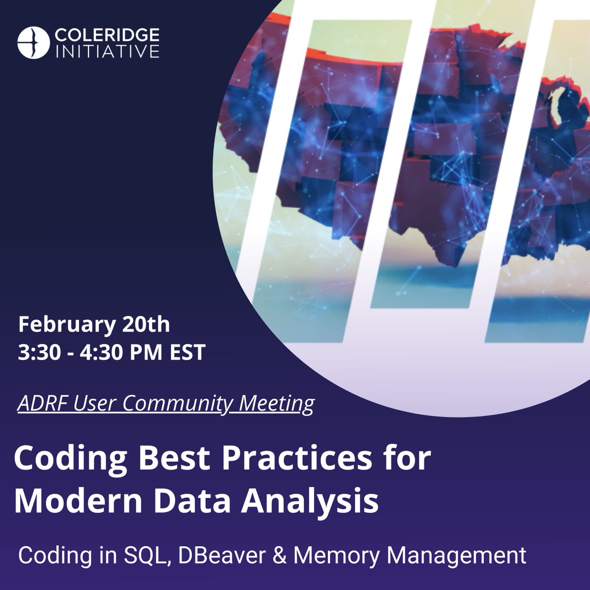 ⏳ 24 hours to go! Join us tomorrow for the next ADRF User Community session in our Coding Best Practices series on  “Coding in SQL, DBeaver &amp; Memory Management.”

📅 Feb 20 | 3:30 PM ET
💻 Virtual

Don't miss out—register now! 🔗 bit.ly/47bxh2o