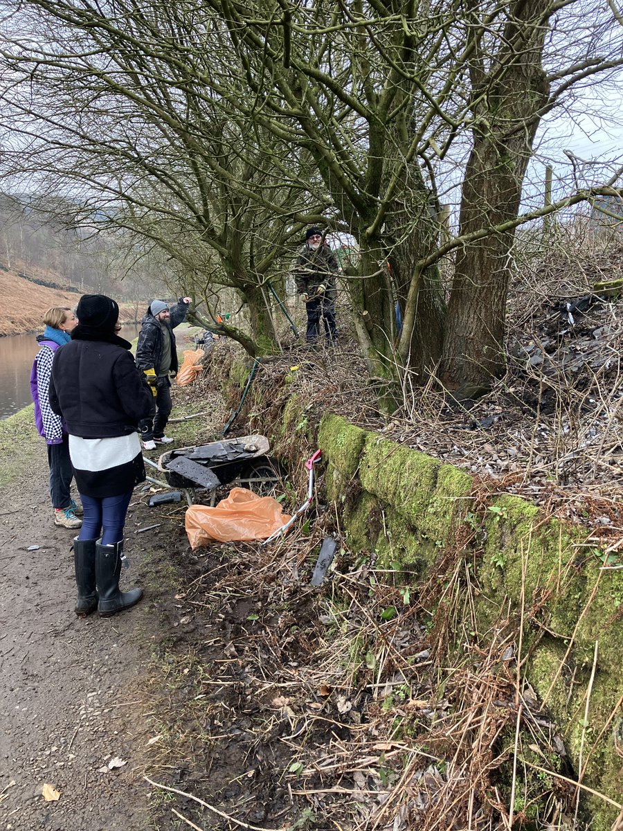 Great to have the team from  #Todmorden <a href="/thebasementproj/">The Basement Recovery Project</a> Kindness cafe on site again. They planted some more hawthorn and got stuck into the boundary of the canal clearing piles of old building debris. We ❤️ these guys #community #wellbeing #socialvalue