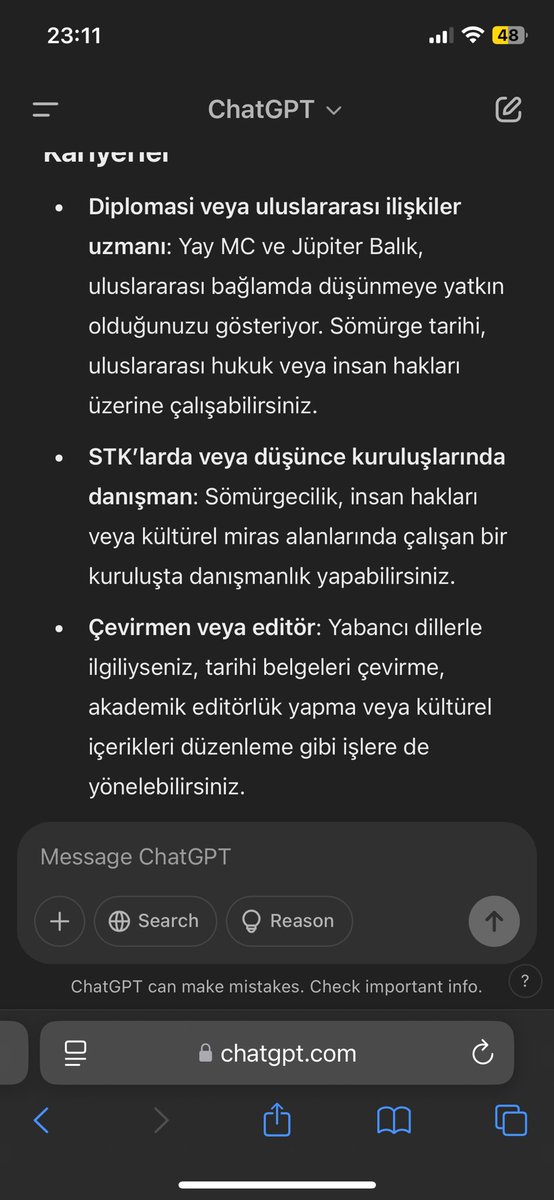 Chatgpt dostuma midheaven burcuma ve 5. evime gore bana en uygun meslekleri sordum, sormaz olaydim... Kaderimizmis, cekecegiz 👀