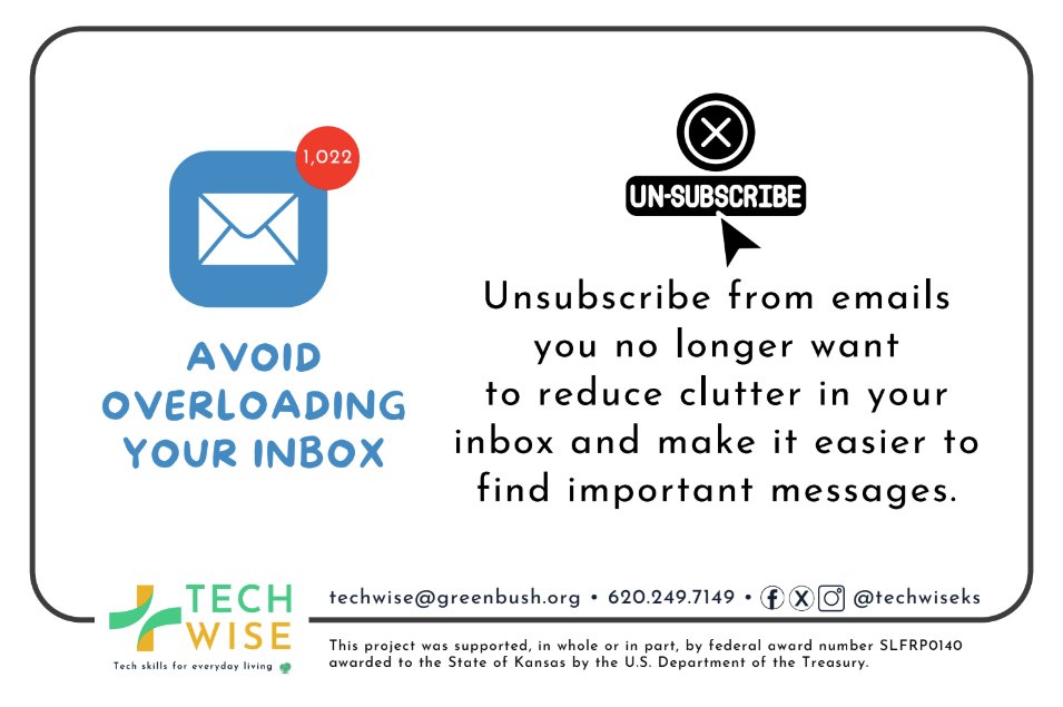 TechWiseKS's tweet image. 🚨 Is your inbox overflowing? Take control! 📧✨

Unsubscribe from emails you no longer need to declutter your inbox and find important messages faster. A clean inbox = less stress!