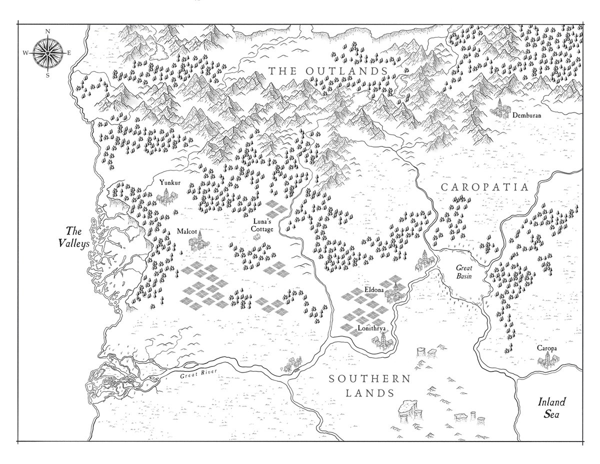 When Yrsa leaves her home in the Valleys, she’s not even sure where she’s going.

But there are surprises and challenges awaiting her from the beginning, and she will meet people and creatures she imagined only existed in myth

Map by Melissa Nash