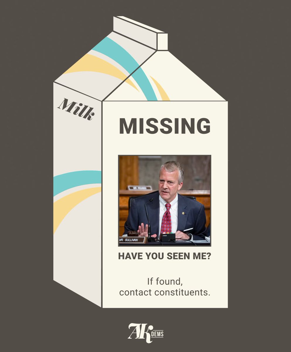 Dan Sullivan has been a Russia hawk, but since Trump declared Ukraine was responsible for the war… we haven’t heard from him.  

We’re worried here in Alaska that something has happened to him. If you’ve seen him, please contact the constituents he’s supposed to be representing!