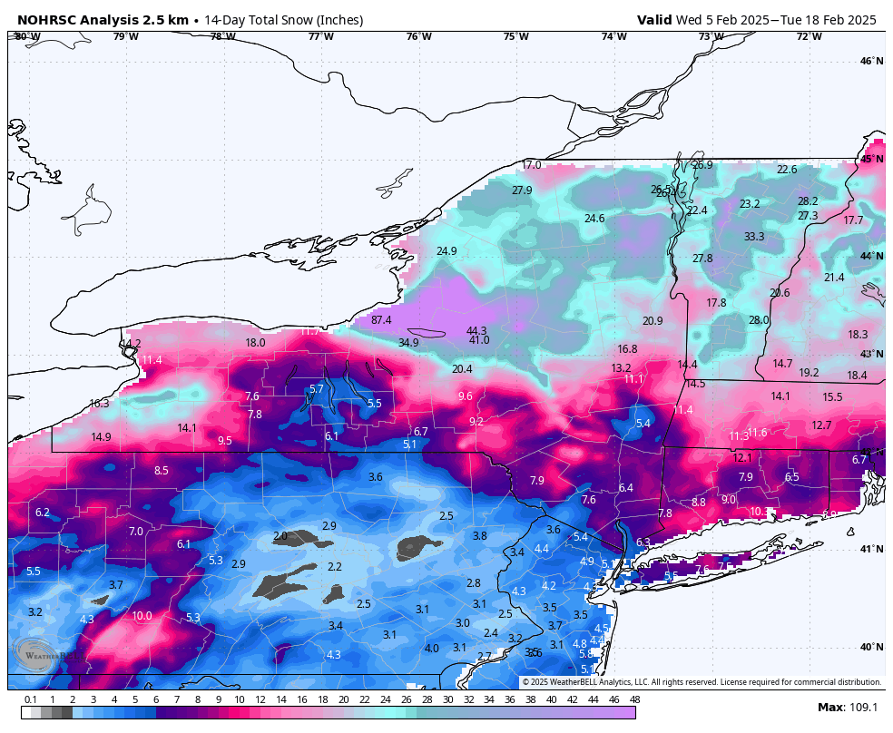ryanhallyall's tweet photo. This lake effect snow in upstate New York is something else. One town just measured 104 inches in just over a week. Nearly 9 feet of snow... absolutely incredible amounts. https://t.co/lZnCslasir