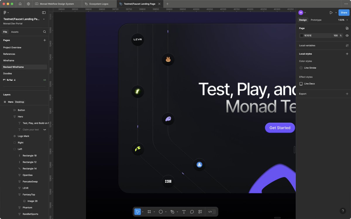 kvncnls's tweet image. gmonad! This was so fun to build for the @monad_xyz testnet launch.

Designed in @figma, animated in @jittervideo— then exported out as @LottieFiles, developed on Nextjs and animated with @greensock.