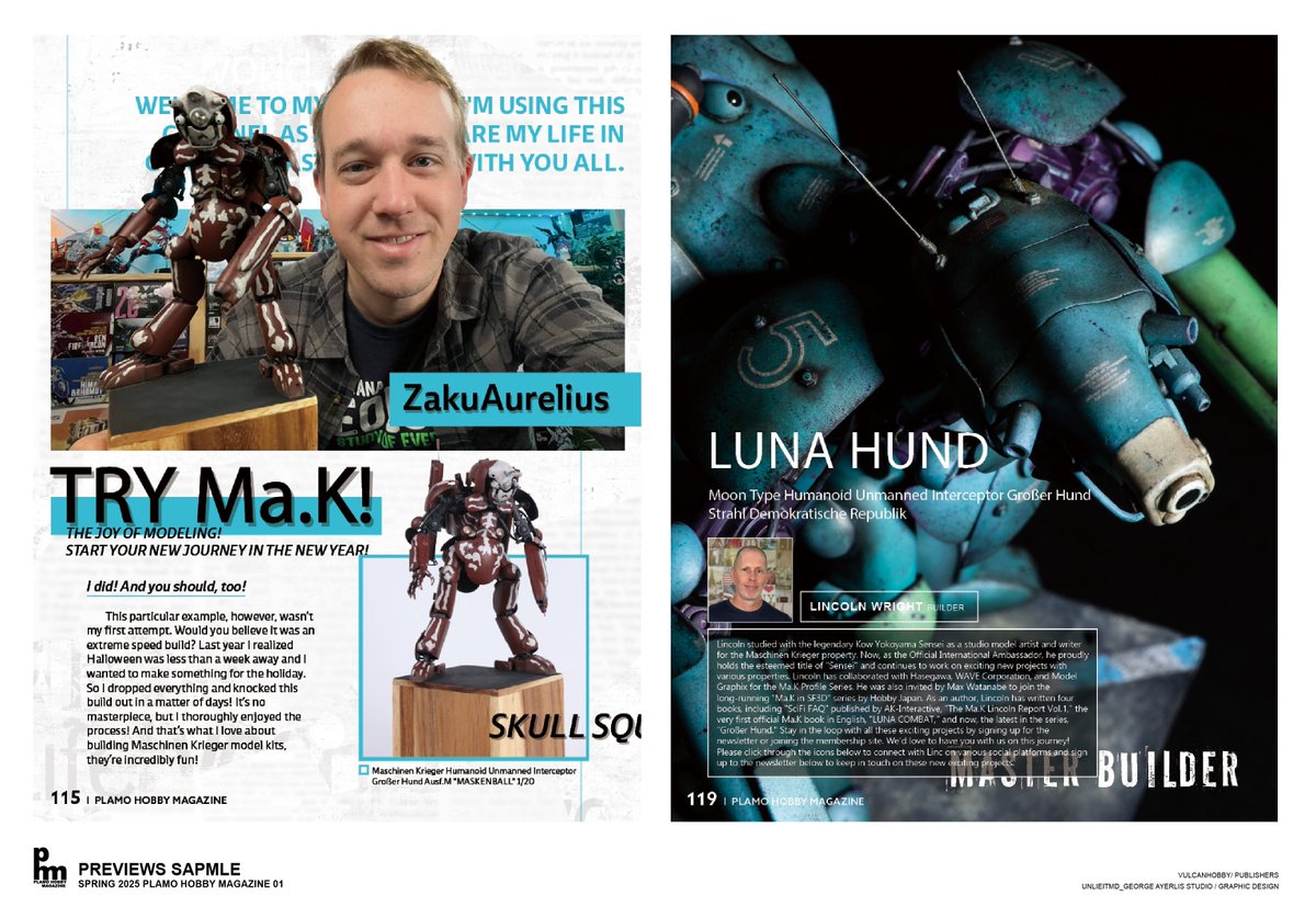 PlamoHobbyMag's tweet image. What's even more enjoyable than admiring someone else's work? It's starting to build it yourself! Don't wait around.
Step into the world of Ma.k with @ZakuAurelius and @paintonplastic ! Enjoy the fun of Maschinen Krieger. Find out how to start your journey in the #PHM